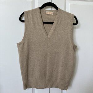Vintage J. & D. McGeorge Cashmere Sweater Vest Mens 42 Tan Knit Made in Scotland